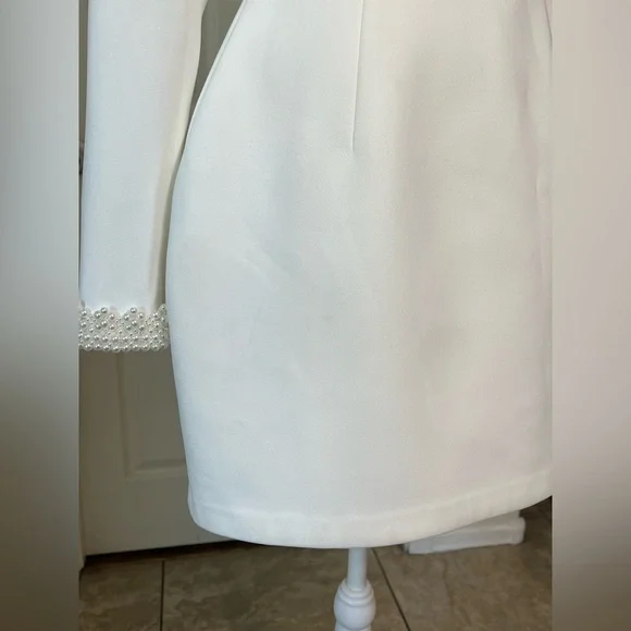 NADINE MERABI White Long Sleeve Dress Sz 6 - Picture 11 of 14
